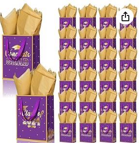 Photo 1 of ***SEE NOTES***  Nezyo 24 Pcs 2024 Graduation Gift Bag with Handle and Tissue Paper 7 x 9 Inch Grad Gift Bag Bulk Congrats Grad Party Favor Bag for High School College University Students Party Supplies (Purple)
