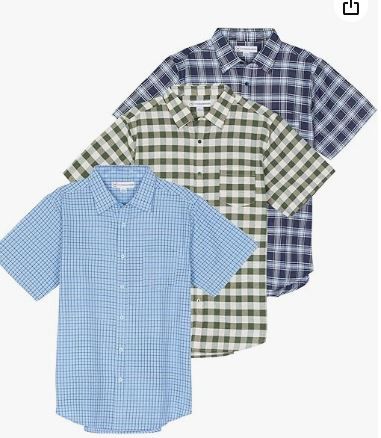 Photo 1 of ***SEE NOTES***  Real Essentials 3 Pack: Men's Regular-Fit Short Sleeve Woven Button Down Shirt with Pocket Small