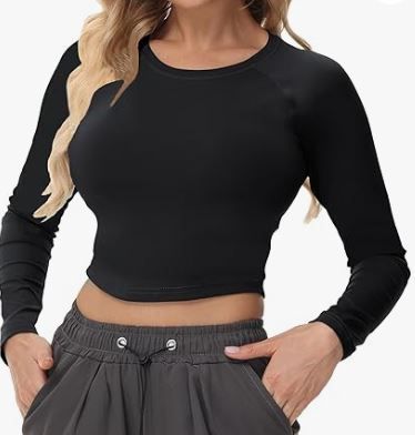 Photo 1 of ***SEE NOTES***  Women's Long Sleeve Crop Tops Slim Fitted Y2K Basic T-Shirts Top XL