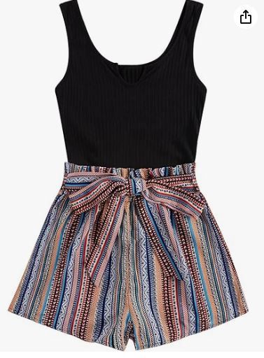 Photo 1 of ***DIFFERENT PRINT***  SOLY HUX Women's Allover Print Romper One Shoulder Short Sleeve Summer Short Jumpsuit Multicoloured Print L