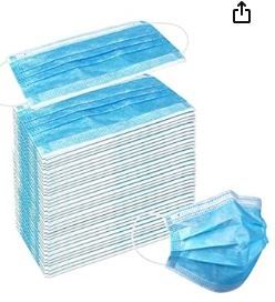 Photo 1 of ***SEE NOTES***  Wecolor 120 Pack Disposable Face Masks with Elastic Ear Loop, 3 Ply Breathable (Blue)
