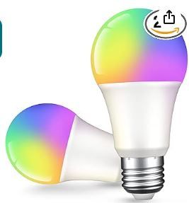 Photo 1 of OHMAX Smart Light Bulbs, Color Changing Light Bulbs A19 E26 75W Equivalent, WiFi Light Bulbs Smart Bulbs Work with Alexa Google Home No Hub Required, Dimmable 2700K Warm White, 800 Lumens, 2 Pack
