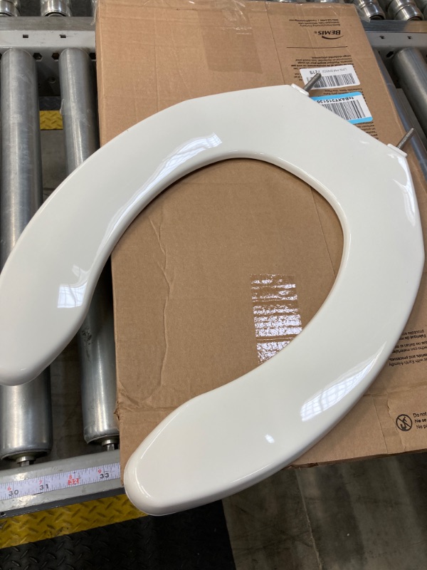 Photo 2 of Bemis 1500EC 000 Toilet Seat with Easy Clean & Change Hinges, Elongated, Durable Enameled Wood, White Seat Elongated