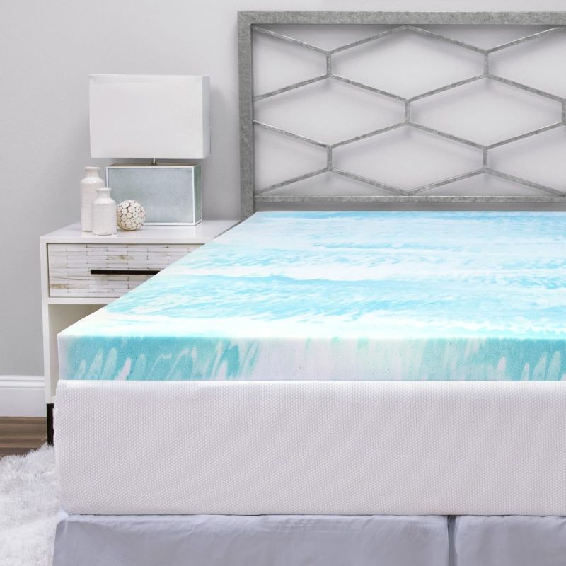 Photo 1 of BioPEDIC 3-Inch Queen Size Mattress Topper, iCOOL Tech and Gel Swirl Medium Plush Memory Foam Mattress Topper,Queen Size (80" L x 60" W x 3" H)