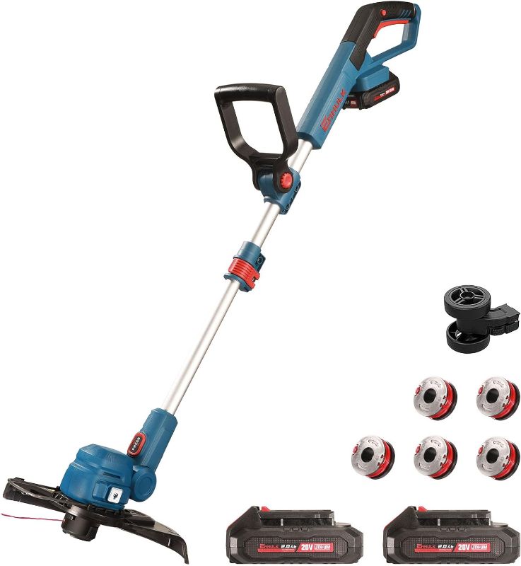 Photo 1 of 12 Inch String Trimmer, Enhulk Cordless Weed Wacker with Auto Line Feed, 20V Weed Eater, Lawn Edger with 2 Batteries & Fast Charger Included