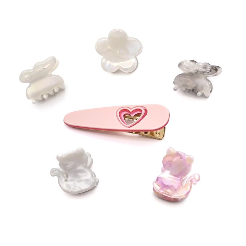 Photo 1 of D 6PCS Hair Clips Small Hair Clips for Women Mini Claw Clips for Thin Hair Non Slip Cute Claw Clips Mini Flower Jaw Clips Hair Barrettes Hair Accessories for Women Girls