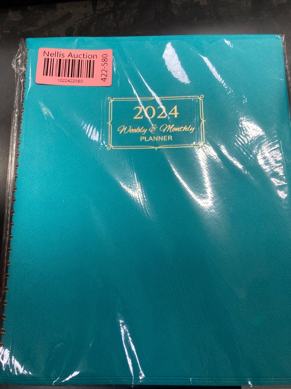 Photo 2 of 2024 Planner - Planner 2024, Monthly planner 2024 with Leather Cover, 8.5 x 11, from Jan 2024 to Dec 2024, Twin-Wire Binding, 12 Printed Monthly Tabs green-new