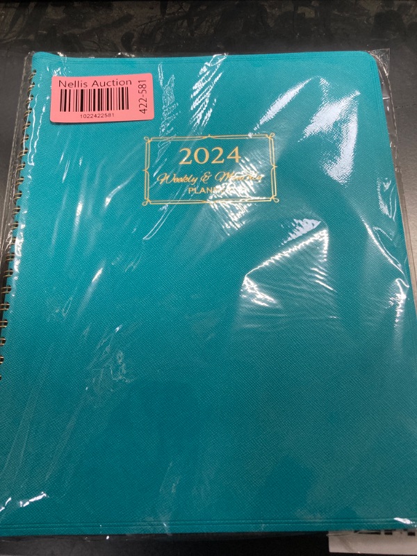 Photo 2 of 2024 Planner - Planner 2024, Monthly planner 2024 with Leather Cover, 8.5 x 11, from Jan 2024 to Dec 2024, Twin-Wire Binding, 12 Printed Monthly Tabs green-new