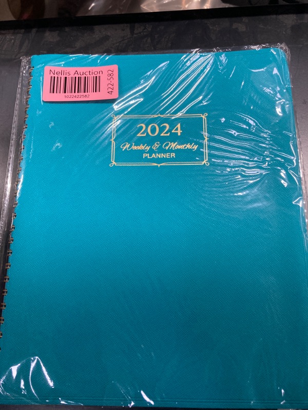 Photo 2 of 2024 Planner - Planner 2024, Monthly planner 2024 with Leather Cover, 8.5 x 11, from Jan 2024 to Dec 2024, Twin-Wire Binding, 12 Printed Monthly Tabs green-new