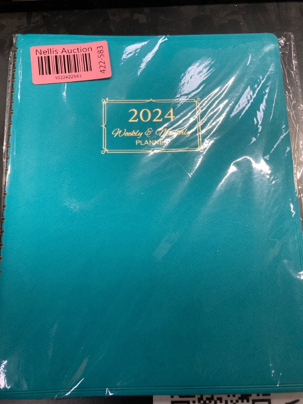 Photo 2 of 2024 Planner - Planner 2024, Monthly planner 2024 with Leather Cover, 8.5 x 11, from Jan 2024 to Dec 2024, Twin-Wire Binding, 12 Printed Monthly Tabs green-new