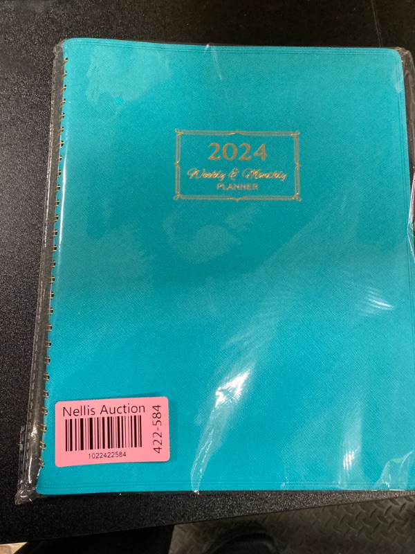 Photo 2 of 2024 Planner - Planner 2024, Monthly planner 2024 with Leather Cover, 8.5 x 11, from Jan 2024 to Dec 2024, Twin-Wire Binding, 12 Printed Monthly Tabs green-new