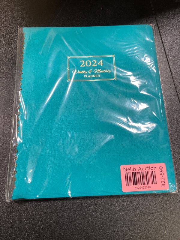 Photo 2 of 2024 Planner - Planner 2024, Monthly planner 2024 with Leather Cover, 8.5 x 11, from Jan 2024 to Dec 2024, Twin-Wire Binding, 12 Printed Monthly Tabs green-new