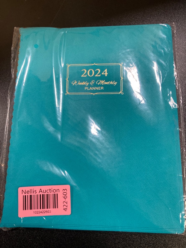 Photo 2 of 2024 Planner - Planner 2024, Monthly planner 2024 with Leather Cover, 8.5 x 11, from Jan 2024 to Dec 2024, Twin-Wire Binding, 12 Printed Monthly Tabs green-new