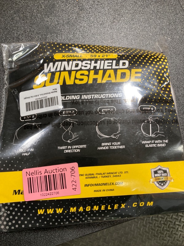 Photo 2 of Magnelex Windshield Sun Shade for Wrangler, Rubicon, Gladiator. Reflective 240T Material Car Sun Visor with Mirror Cut-Out. Foldable Sun Shield for Sun Heat and UV Protection (X-Small) X-Small (59" x 21")