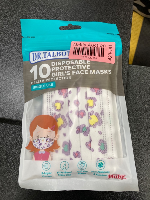 Photo 2 of Dr. Talbot's Disposable Protective Face Masks for Kids 2-5 Years (10 Count) and Prints (10 Count) Neutral 20 Count (Pack of 2)