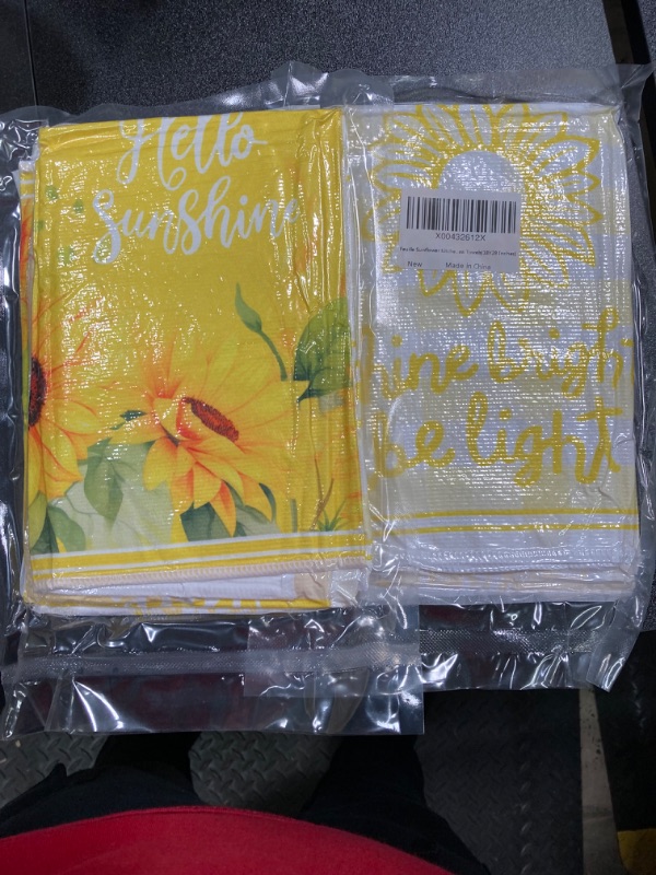 Photo 2 of **2 Pack** Feuille Sunflower Kitchen Towels Set of 2 Decorative Summer Dish Towels for Kitchen Yellow Kitchen Decor Microfiber Spring Tea Towels (18x28 Inches)