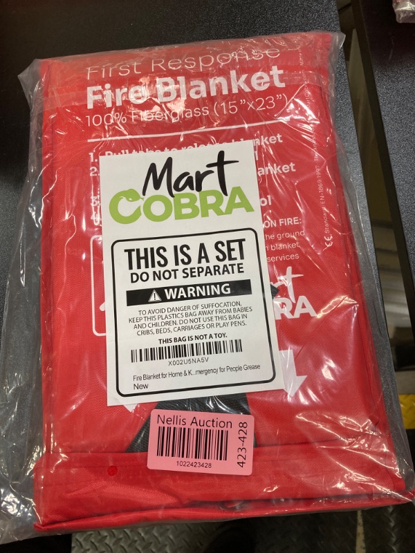 Photo 1 of Mart Cobra Emergency Fire Blanket for Home and Kitchen Fire Extinguishers for The House x2 Prepared Fiberglass Fire Blankets Emergency for Home Fireproof Blanket Fire Retardant Blankets Grease Spray