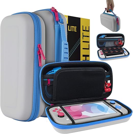 Photo 1 of Orzly Carry Case for Nintendo Switch Lite - Portable Travel Carry Case with storage for Switch Lite Games & Accessories Pink