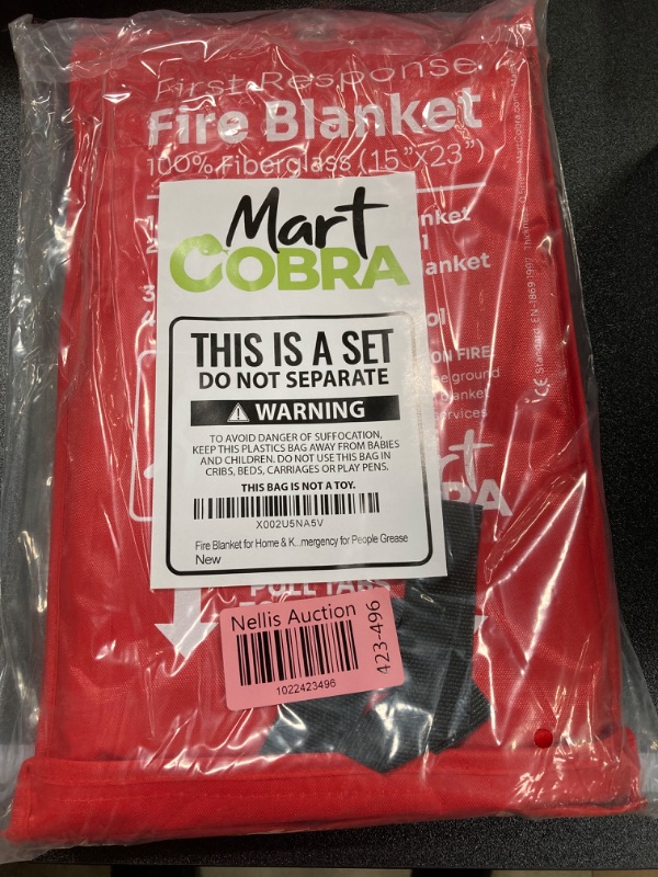 Photo 2 of Mart Cobra Emergency Fire Blanket for Home and Kitchen Fire Extinguishers for The House x2 Prepared Fiberglass Fire Blankets Emergency for Home Fireproof Blanket Fire Retardant Blankets Grease Spray