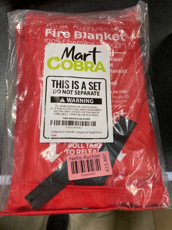 Photo 2 of Mart Cobra Emergency Fire Blanket for Home and Kitchen Fire Extinguishers for The House x2 Prepared Fiberglass Fire Blankets Emergency for Home Fireproof Blanket Fire Retardant Blankets Grease Spray