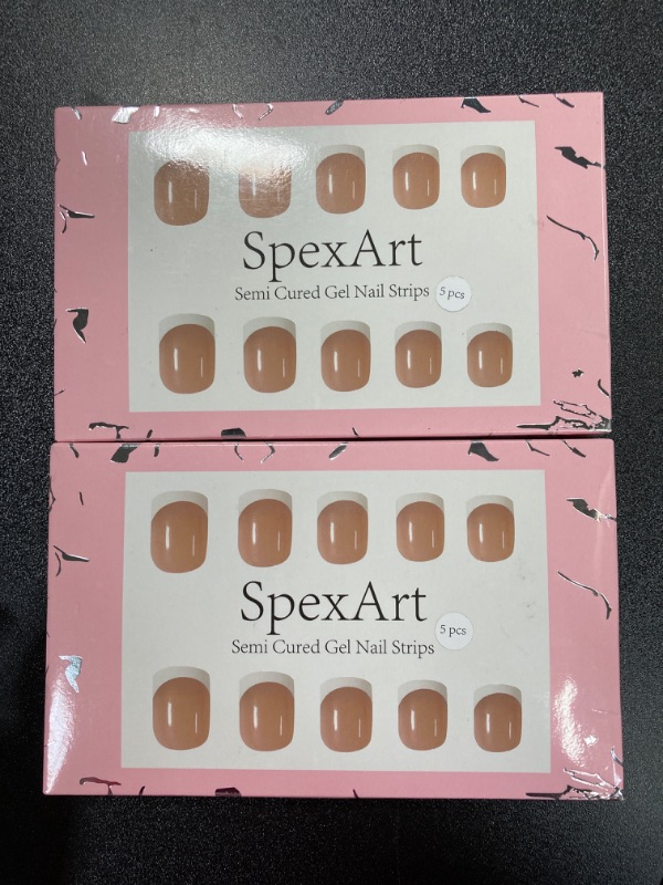 Photo 1 of **2 Pack** Semi Cured Gel Nail Strips, White French Manicure Gel Nail Stickers Work with UV Light, 18 Nail Wraps for Women, UV Nails Nail Polish Stickers with 1 Nail File,1 Wooden Stick & 2 Prep Pads Nude White