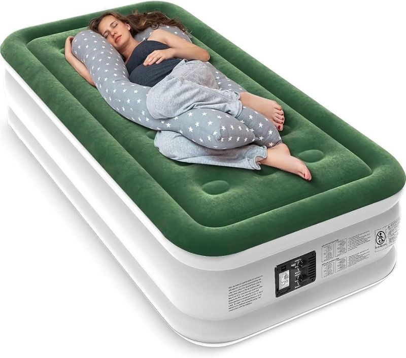 Photo 1 of Air Mattress with Built in Pump - Upgraded Twin Blow Up Mattress, 2 Mins Quick Self Inflatable with Double Air Chamber,18"/550lbs Max, Strong Support, for Camping,Home,Guests,Portable Travel