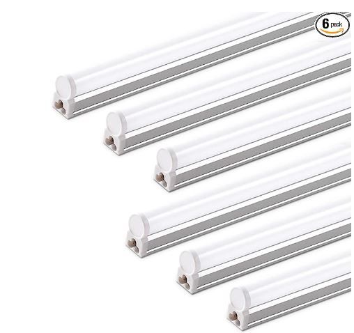 Photo 1 of Barrina (6 Pack) LED T5 Integrated Single Fixture, 4FT, 2200lm, 6500K Super Bright White, 20W Utility LED Shop Light, Ceiling and Under Cabinet Light, Corded Electric with ON/Off Switch, ETL Listed