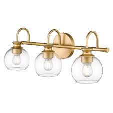 Photo 1 of HANASS Bathroom Vanity Light Fixtures, 21 inch 3-Light Globe Bathroom Light Fixtures with Clear Glass Shades, Gold Finish,