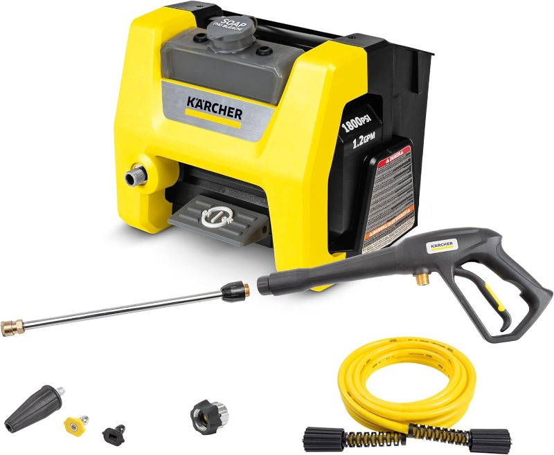 Photo 1 of Kärcher K1800PS Cube Max 2250 PSI Electric Pressure Washer - Power Washer with 3 Nozzles for Cleaning Cars, Siding, Driveways, Fencing, & More - 1.2 GPM