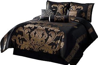 Photo 2 of Chezmoi Collection 7-Piece Jacquard Floral Comforter Set/Bed-in-a-Bag Set, King, Black Gold
Chezmoi Collection 7-Piece Jacquard Floral Comforter Set/Bed-in-a-Bag Set, King, Black Gold