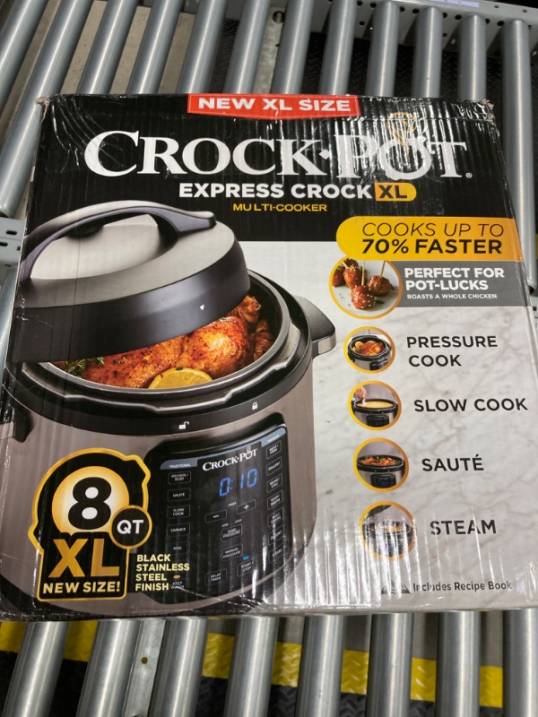 Photo 5 of ***LID CRACKED***Crock-Pot 8-Quart Multi-Use XL Express Crock Programmable Slow Cooker and Pressure Cooker with Manual Pressure, Boil & Simmer, Black Stainless
