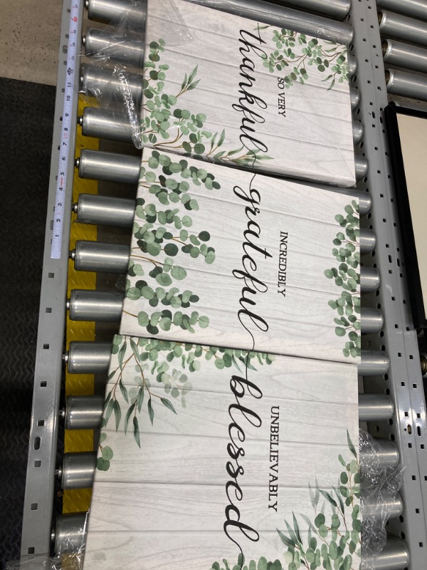 Photo 1 of 3 Pieces Blessed Wall Decor Grateful Thankful Blessed Wall Decor Quote Wall Art Thankful Decor Grateful Sign Thankful Wall Decor Grateful Wall Decor Blessed Signs for Home Decor (12''Wx16''Hx3PCS) Art-15 12''Wx16''Hx3PCS