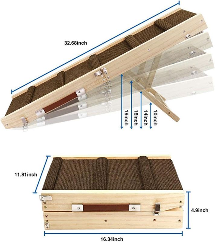 Photo 1 of Adjustable Dog Ramp, Dog Stair, Foldable Portable Pet Supplies, Adjustable Height Non Slip Pet Ramp Dog Step for Couch Indoor Car Travel Home