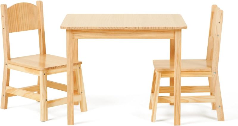 Photo 1 of Solid Wooden Kids Table and Chair Set, Durable and Sturdy, Toddler Table and 2 Chairs Set for Arts, Crafts, Reading, Preschool, Kindergarten, Playroom