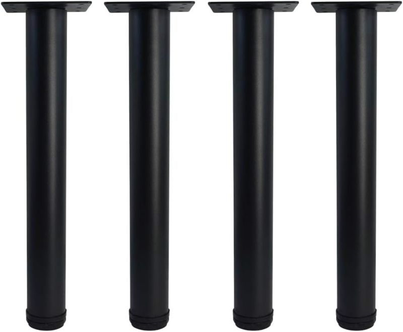 Photo 1 of QLLY 22 inch Adjustable Metal Desk Legs, Office Table Furniture Leg Set, Square Mounting Plate, Set of 4 (22 inch, Matt Black)