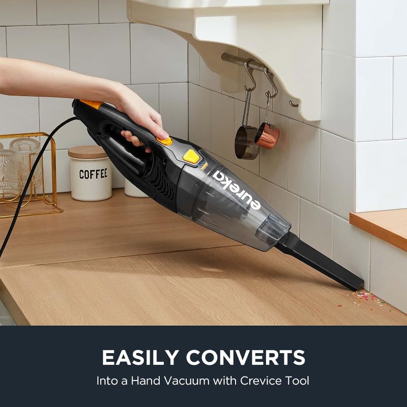 Photo 1 of Eureka Home Lightweight Mini Cleaner for Carpet and Hard Floor Corded Stick Vacuum with Powerful Suction for Multi-Surfaces, 3-in-1 Handheld Vac, Blaze Black