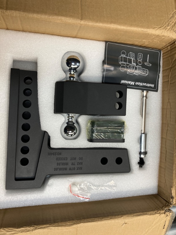 Photo 1 of Adjustable Hitches Fits 2.5" Receiver,6" Drop/Rise, Replaces Tri Balls (1-7/8", 2", 2-5/16") Keyed of Dual Pin Key Locks, Aluminum Hitches with GTW 18,500LBS,Ultra Quiet,Solid Tube,BLK,522506
