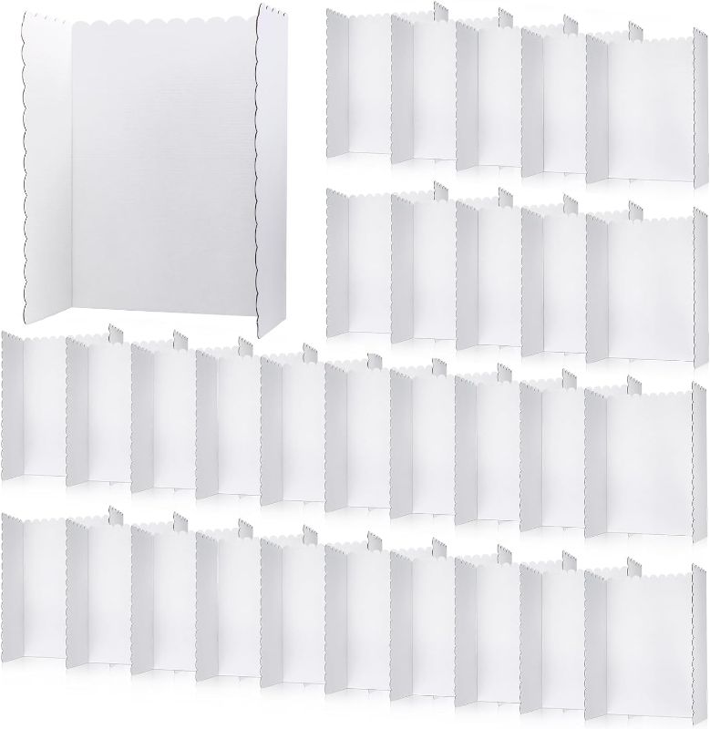 Photo 1 of 36 Pcs 24 x 36 Inch Trifold Poster Display Boards White for Science Fair Presentation Projects Photo Exhibition Display Tri fold Board Foldable Paperboard for School Supplies Bulk Business