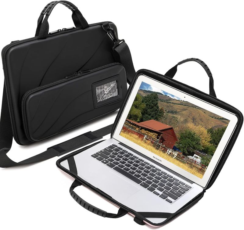 Photo 1 of Laptop Case for 13-14 Inch MacBook Pro Air Chromebook HP Lenovo Work-in Notebook Computer Hard Shell Laptop Bag for Men Women with Pouch and Shoulder Strap (13"L x 9"W, Black)
