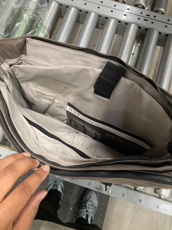 Photo 1 of Canvas Messenger Bag for Men, Laptop Case, Satchel | Office Professionals, School Students, Travel | Waxed Canvas, Genuine Leather, Smoked Metal Hardware | Trolley Sleeve
