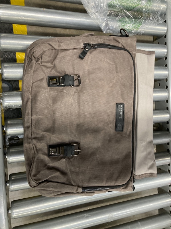 Photo 1 of Canvas Messenger Bag for Men, Laptop Case, Satchel | Office Professionals, School Students, Travel | Waxed Canvas, Genuine Leather, Smoked Metal Hardware | Trolley Sleeve
