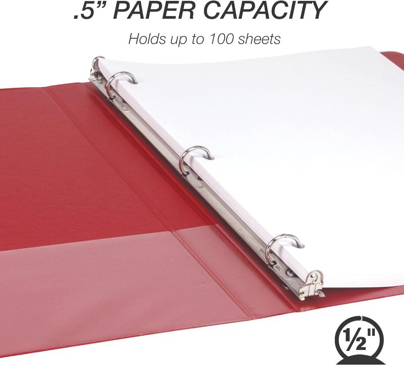 Photo 1 of Samsill Economy 0.5 Inch 3 Ring Binder, Made in the USA, Round Ring Binder, Customizable Clear View Cover, Red, 2 Pack (MP48513) .5-Inch Red 2-Pack