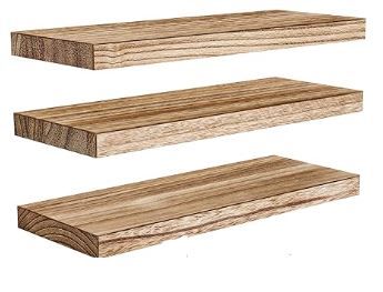 Photo 1 of AMADA HOMEFURNISHING Floating Shelves, Paulownia Wood Wall Shelves for Bathroom/Living Room/Bedroom/Kitchen/Home Office, Natural Wood Floating Shelf for Home Storage & Organization, Set of 3, AMFS40
