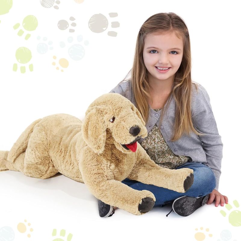 Photo 1 of Geosar Dog Stuffed Animals Fluffy Labrador Stuffed Dog Hugging Toy Big Cuddly Plush Body Pillow for Kids Boys Girls Birthday Party Gifts, Gold(40 cm/ 15.7 inch)
