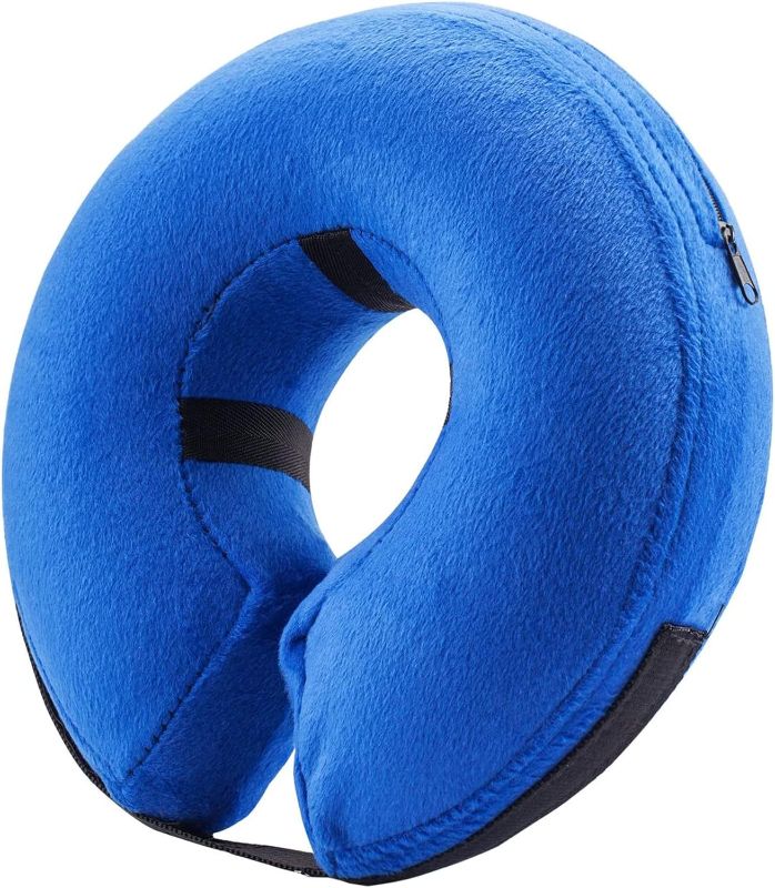 Photo 1 of BENCMATE Protective Inflatable Collar for Dogs and Cats - Soft Pet Recovery Collar Does Not Block Vision E-Collar (Medium, Blue)
