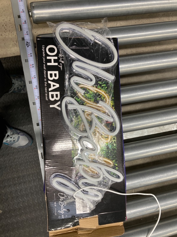 Photo 1 of Kavaas Oh Baby Neon Sign - Oh Baby Light Up Sign for Backdrop & Wall Decor | Oh Baby Led Sign for Baby Shower & Gender Reveal, Birthday Party Decorations (Warm White)