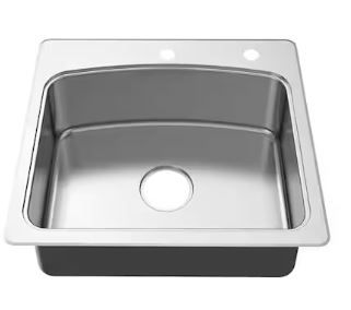 Photo 1 of 25 in. Drop-In Single Bowl 20 Gauge Stainless Steel Kitchen Sink with Pull-Out Faucet