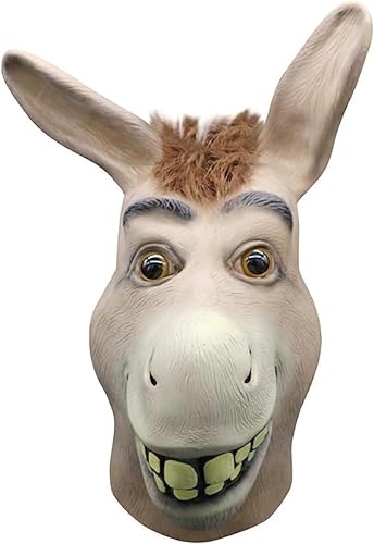 Photo 1 of Donkey Mask Halloween Sherk Mask Funny Animal Head Mask Cosplay Costume Props Masquerade Headgear for Party
