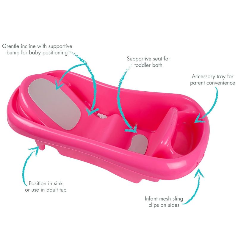 Photo 1 of The First Years Newborn to Toddler Baby Bath Tub - Convertible 3-in-1 Baby Tub with Removable Sling - Ages 0 to 24 Months - Sure Comfort - Pink

