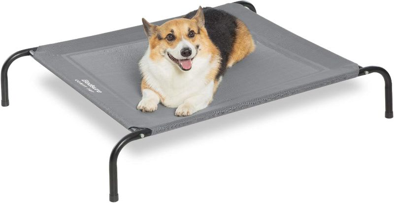 Photo 1 of Bedsure Medium Elevated Cooling Outdoor Dog Bed - Raised Cots for Medium Dogs, Portable Indoor & Outdoor Pet Hammock Bed with Skid-Resistant Feet, Frame with Breathable Mesh, Grey, 43 inches
